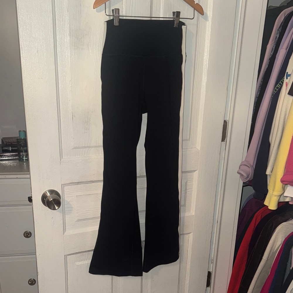 Womens Split 59 Black with White Stripe Flare Leggings Size Small